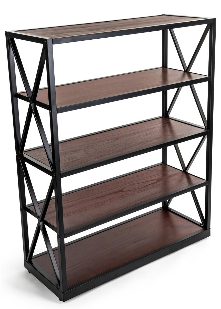 Wood And Metal Display Shelving | Multi Level Open Storage Within X Frame Metal Bookcases (View 8 of 15)
