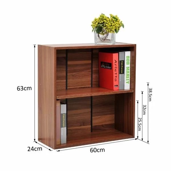 Wooden 2 Tier Bookshelf – Walnut Within Walnut 2 Tier Bookcases (View 10 of 15)