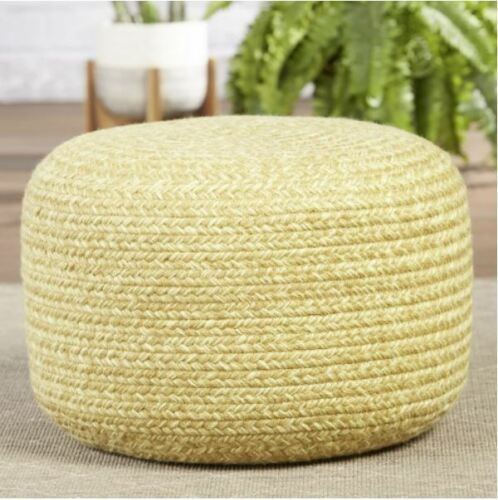Yellow Indoor Outdoor Cheap Cylinder Ottoman Pouf Durable Jute Sturdy  Cushion | Ebay Throughout Polyester Handwoven Ottomans (View 9 of 15)