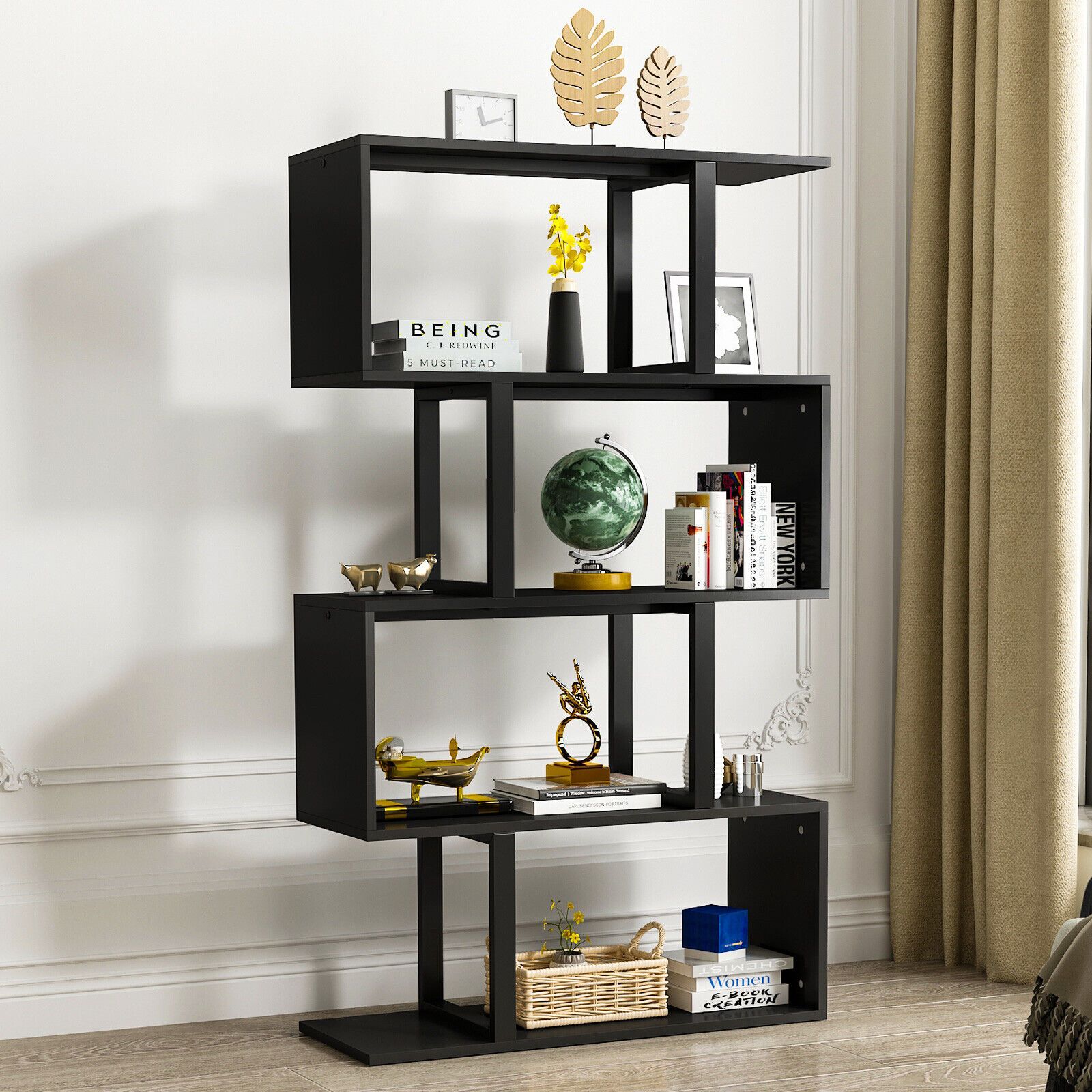 Yitahome 5 Tier Bookshelf S Shaped Z Shelf Bookshelves Bookcase Storage  Shelving | Ebay With Regard To Five Tier Bookcases (View 10 of 15)