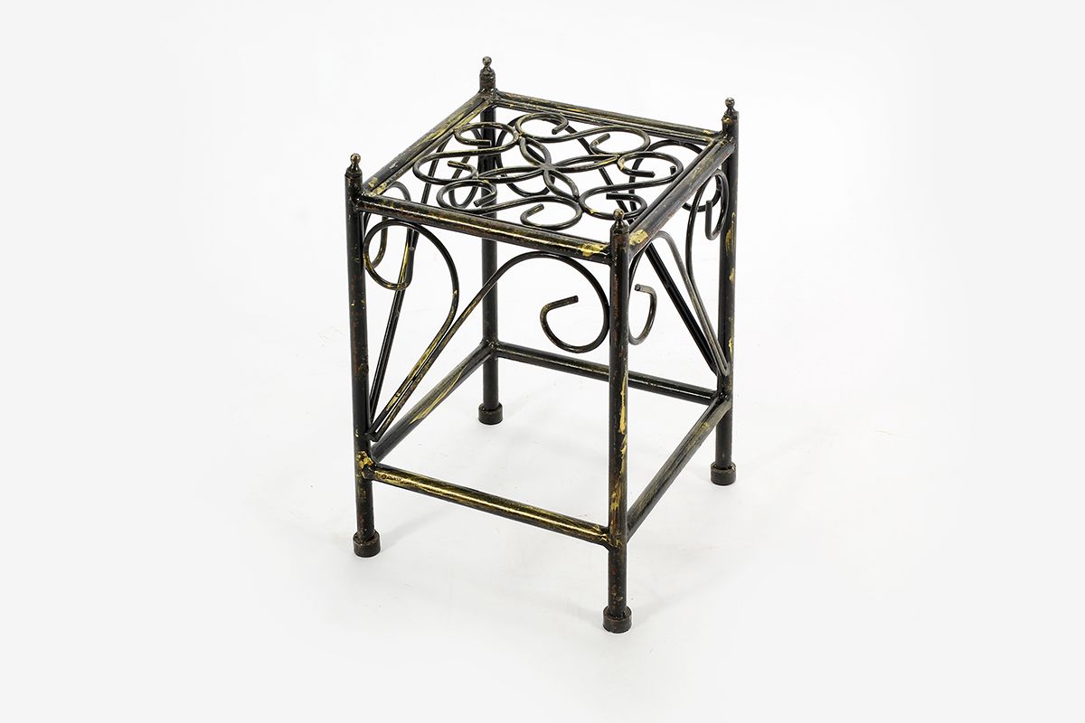 13″ Small Lattice Square Cast Iron Plant Stand Throughout Iron Square Plant Stands (View 2 of 15)