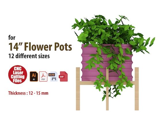 14 Inch Plant Stand Pot Holder Cnc Cutting Files For Flowers – Etsy Within 14 Inch Plant Stands (View 13 of 15)