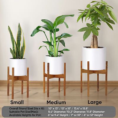 3 Pack Bamboo Plant Stand Flower Pot Stand Durable Modern Indoor Plant  Holder | Ebay With 15 Inch Plant Stands (View 6 of 15)