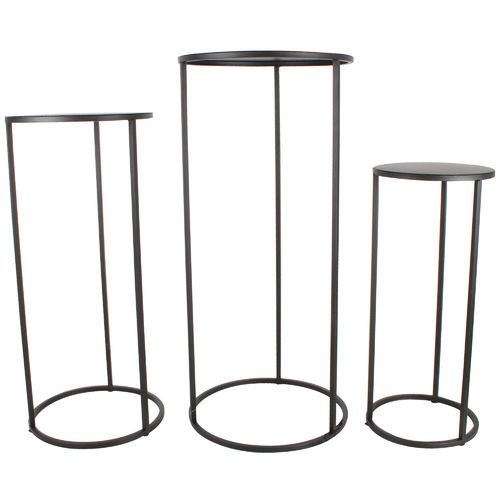 3 Piece Matte Black Ekon Metal Plant Stand Set | Temple & Webster For Set Of 3 Plant Stands (View 9 of 15)