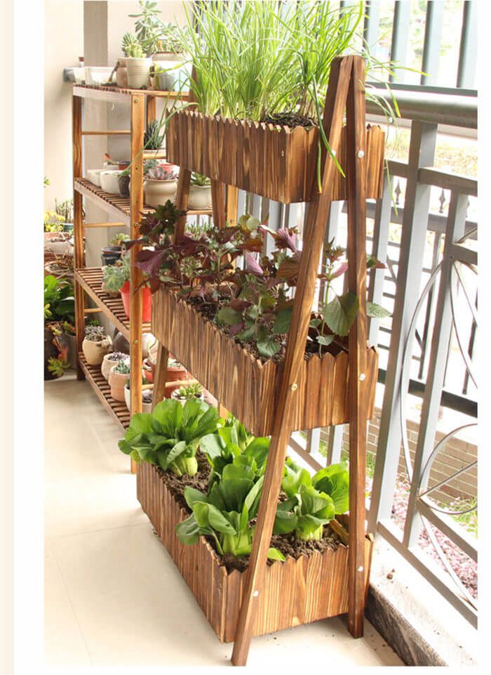 3 Tier Country Rustic Folding Wood Planter Box Flower Pot Shelves Raised Plant  Stand – Welcome To Esshelf For Plant Stands With Flower Box (View 14 of 15)