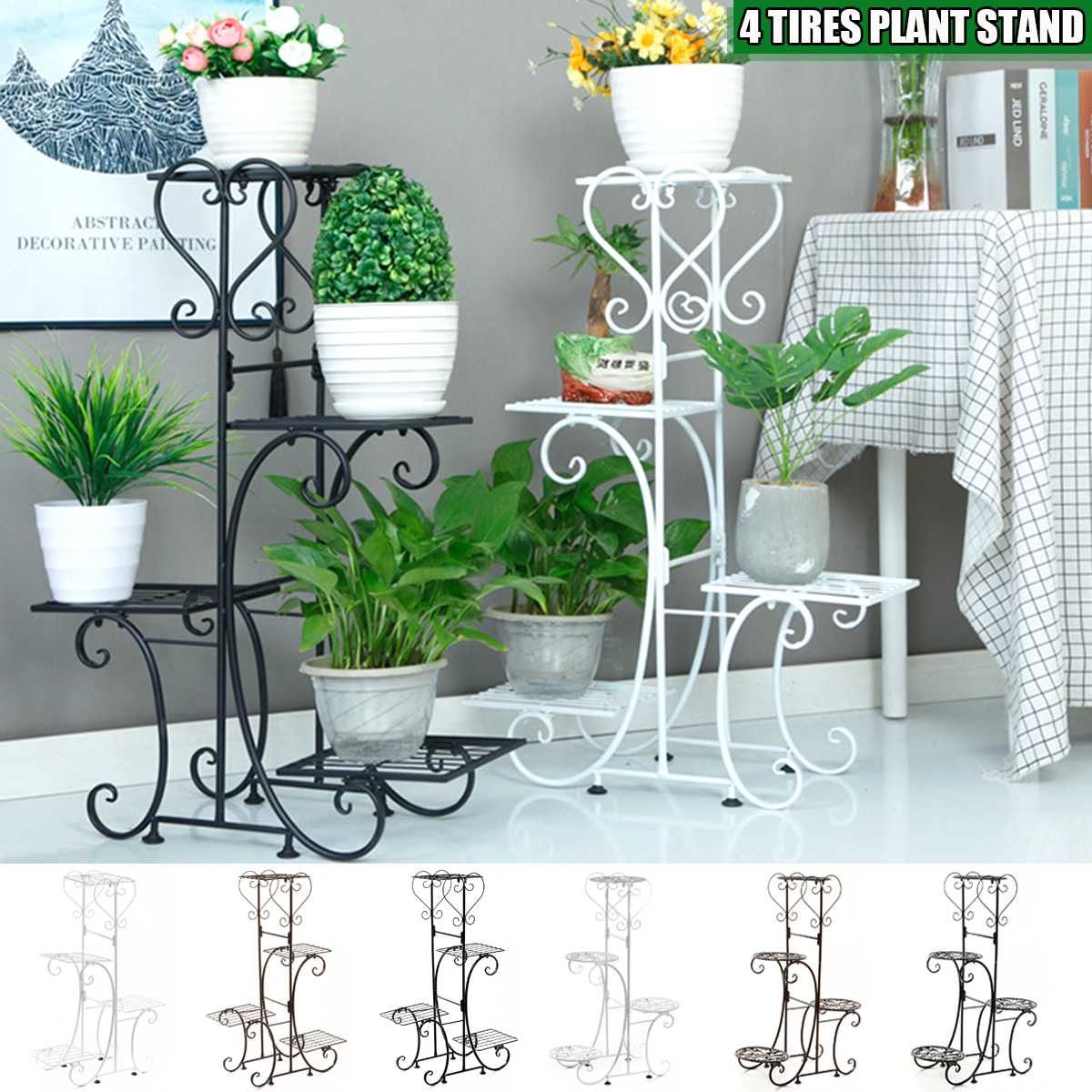 4 Tier Metal Plant Stand Holder Flower Pot Holder Shelves Display Rack Home  Decor Garden Balcony Flower Storage Rack – Plant Shelves – Aliexpress With Four Tier Metal Plant Stands (View 10 of 15)