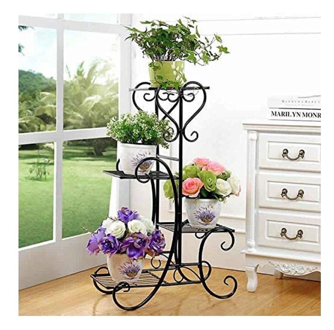 4 Tier Plant Stands For Indoors And Outdoors, Flower Pot Holder Shelf For  Multi Plants, Black Inside 36 Inch Plant Stands (View 15 of 15)