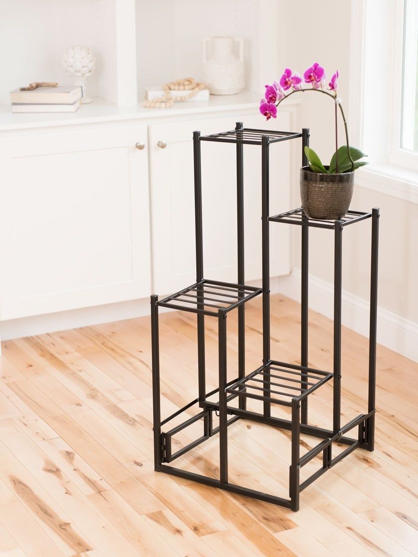 4 Tier Squares Foldable Plant Stand | Gardener's Supply With Regard To 4 Tier Plant Stands (View 3 of 15)