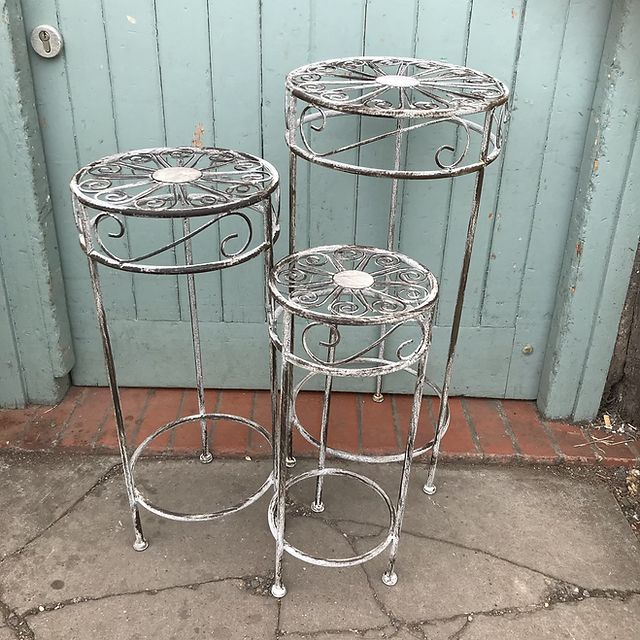 Antique Grey Plant Stands | Garden Accessories | The Barn At Studley For Ancient Grey Plant Stands (View 1 of 15)