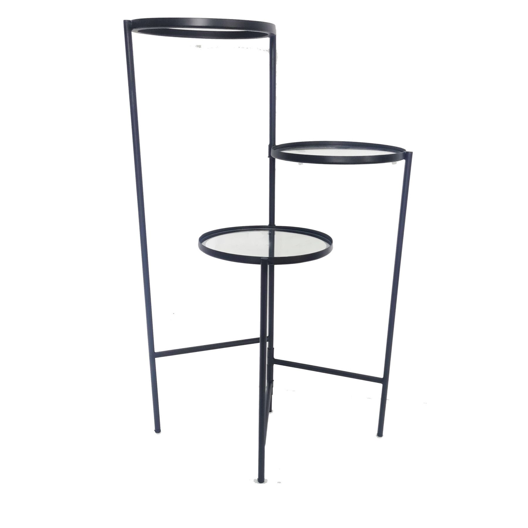Black Metal 32 Inch 3 Layered Glass Plant Standsagebrook Home In White 32 Inch Plant Stands (View 6 of 15)