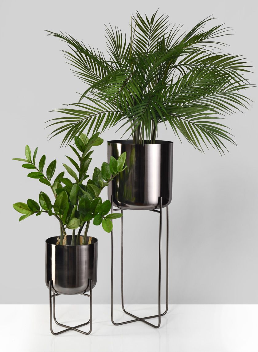 Black Nickel Soho Planters With Stand For Nickel Plant Stands (View 13 of 15)