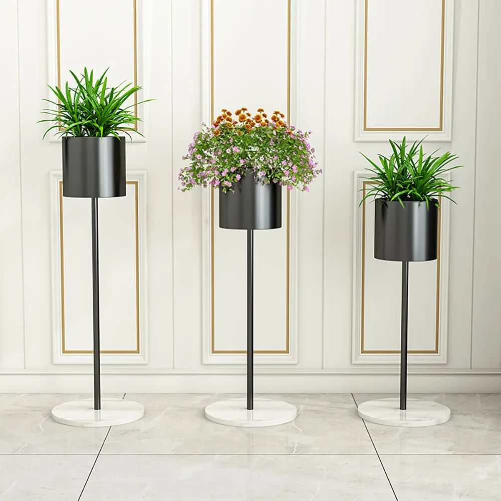 Black Nordic Freestanding Plant Stand Flower Pot Set Of 3 Homary With Regard To Set Of 3 Plant Stands (View 6 of 15)