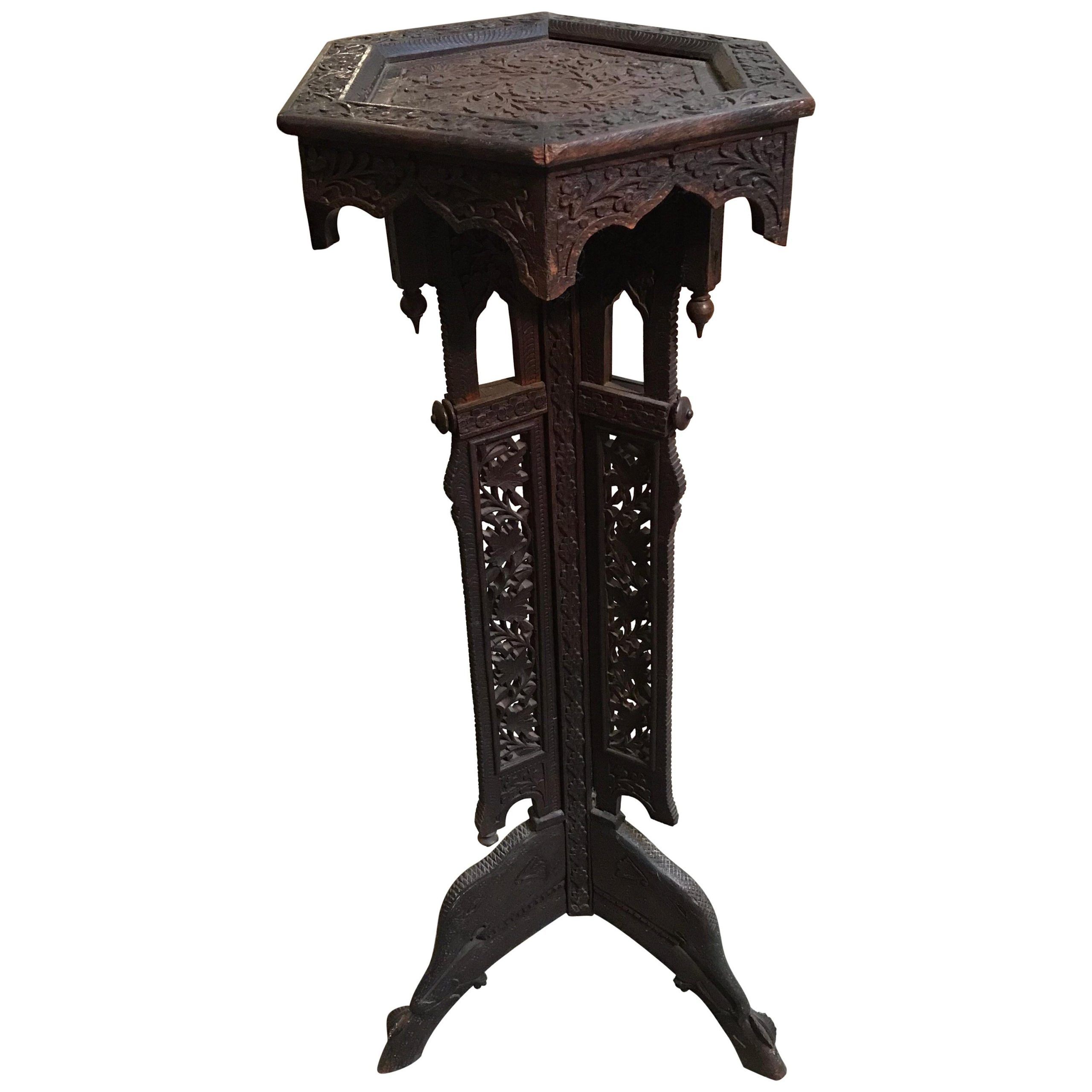 Carved Wooden Indian Plant Stand For Sale At 1stdibs Within Carved Plant Stands (View 8 of 15)