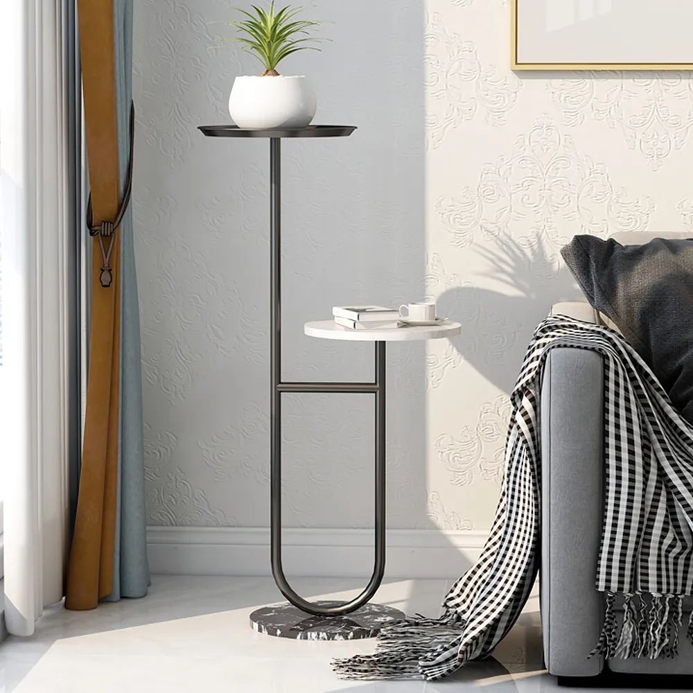 Contemporary Indoor Plant Stand End Table In Black Homary In Plant Stands With Side Table (View 11 of 15)