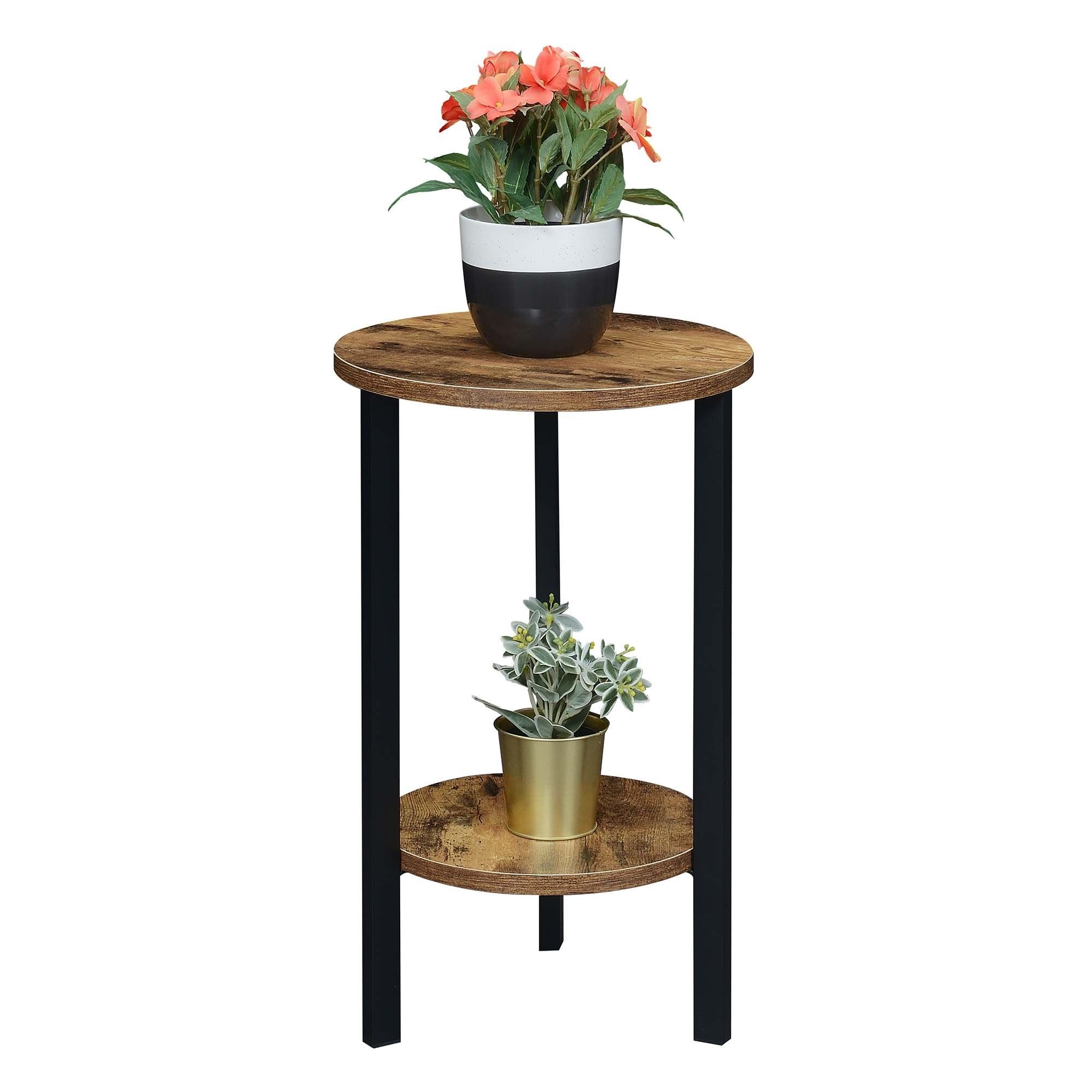Convenience Concepts Graystone 24 Inch 2 Tier Plant Stand, Faux Birch/black  – Walmart Inside Greystone Plant Stands (View 14 of 15)