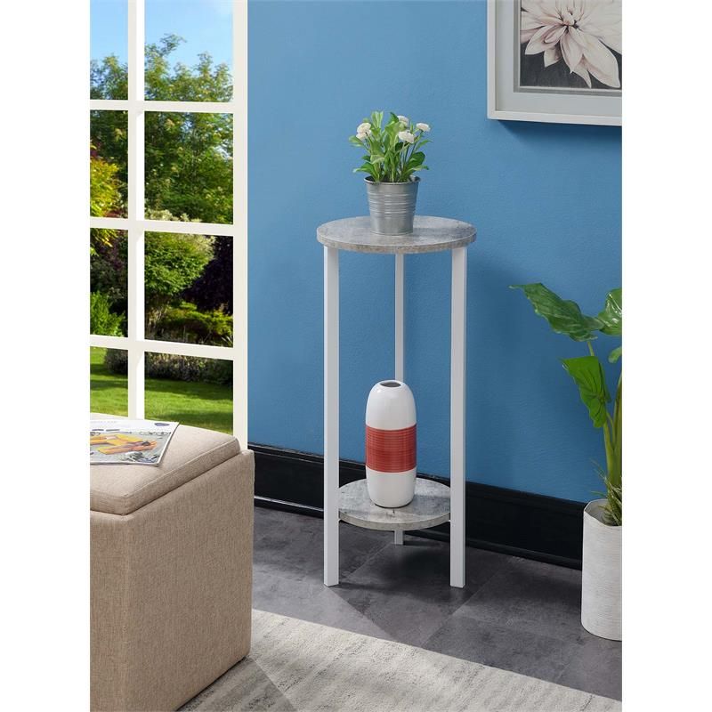 Convenience Concepts Graystone 31 Inch 2 Tier Plant Stand, Faux Birch/white  – Walmart Throughout 31 Inch Plant Stands (View 3 of 15)
