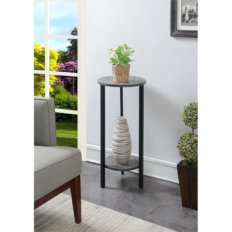 Convenience Concepts Graystone 31 Inch 2 Tier Plant Stand, Weathered  Gray/black – Walmart Pertaining To Greystone Plant Stands (View 1 of 15)