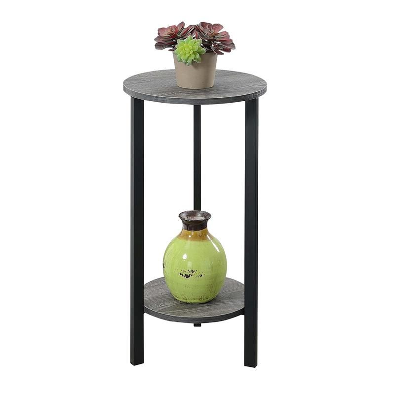 Convenience Concepts Graystone 31 Inch 2 Tier Plant Stand, Weathered  Gray/black – Walmart Throughout Greystone Plant Stands (View 2 of 15)