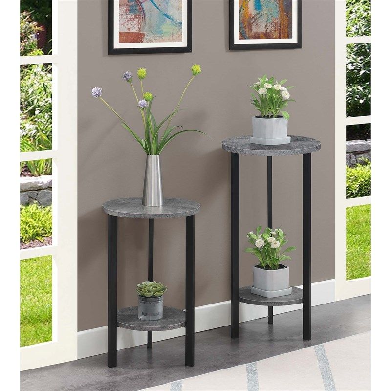 Convenience Concepts Graystone 31 Inch Two Tier Plant Stand In Gray Wood  Finish | Homesquare Pertaining To 31 Inch Plant Stands (View 7 of 15)