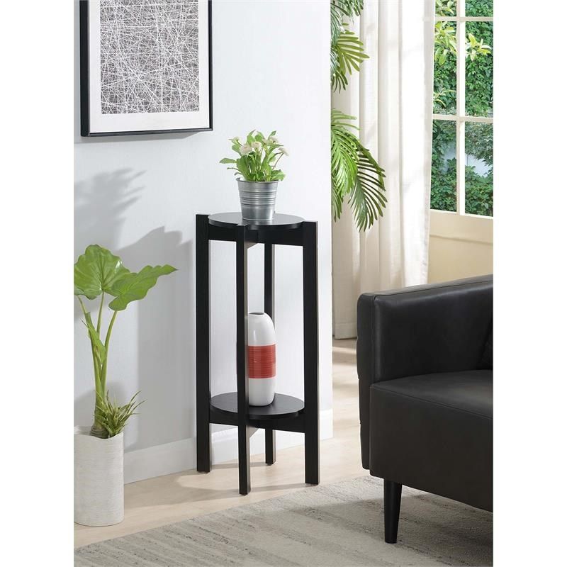 Convenience Concepts Newport Deluxe Plant Stand In Black Wood Finish |  Homesquare Throughout Deluxe Plant Stands (View 3 of 15)