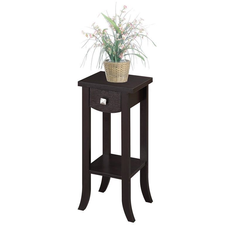 Convenience Concepts Newport Prism Medium Plant Stand In Espresso Wood  Finish | Cymax Business Regarding Prism Plant Stands (View 2 of 15)