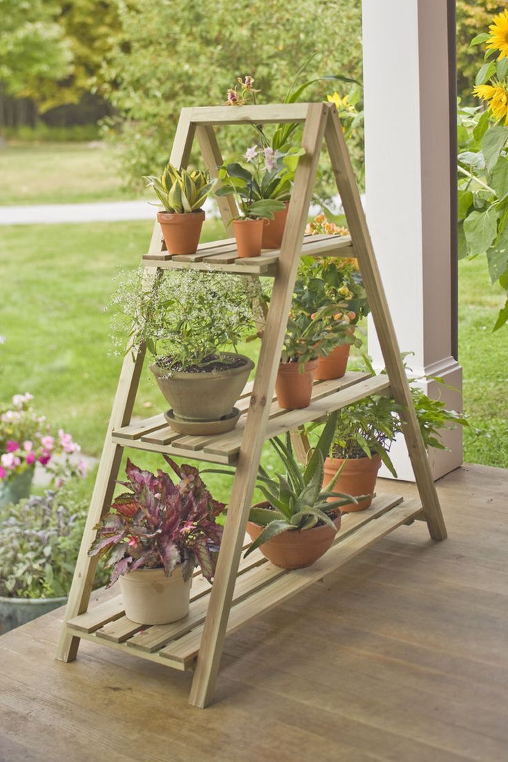 Deluxe A Frame Plant Stand With Trays | Gardener's Supply | Idéias De  Jardinagem, Hortas Verticais, Jardinagem E Decoração Regarding Deluxe Plant Stands (View 9 of 15)