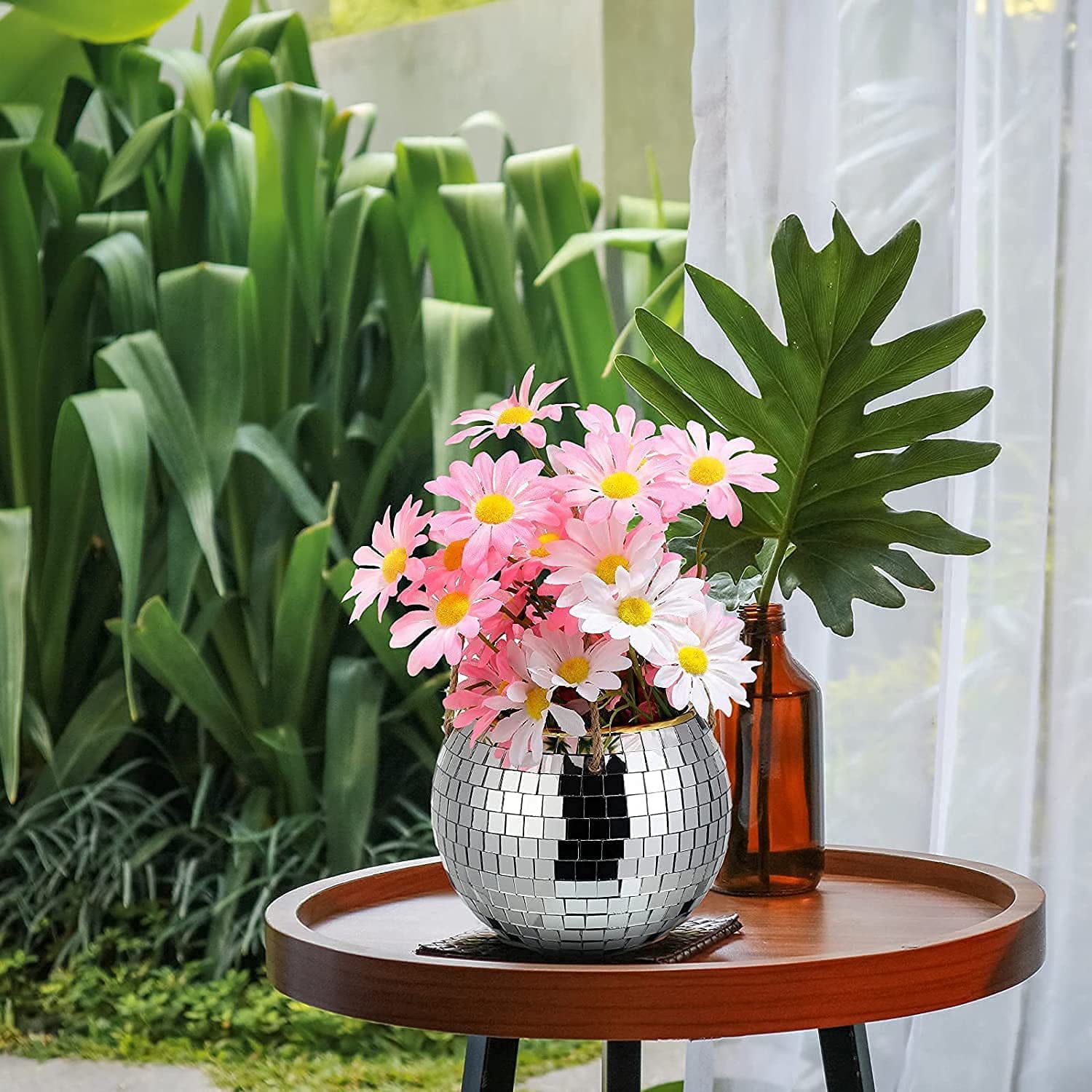 Disco Ball Planter, Hanging Macrame Rope Ball Planter Pot With Drainage  Hole For Plant Care, Indoor Or Outdoor Use For Room Office Patio Pot Decor  – Walmart Throughout Ball Plant Stands (View 5 of 15)