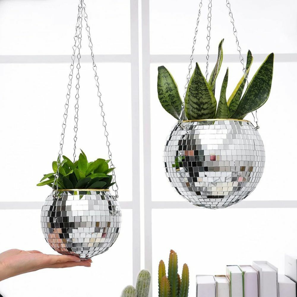 Disco Ball Planter Shape Hanging Plant Pot Flower Baskets Planters Hanging  Wall | Ebay Inside Ball Plant Stands (View 6 of 15)