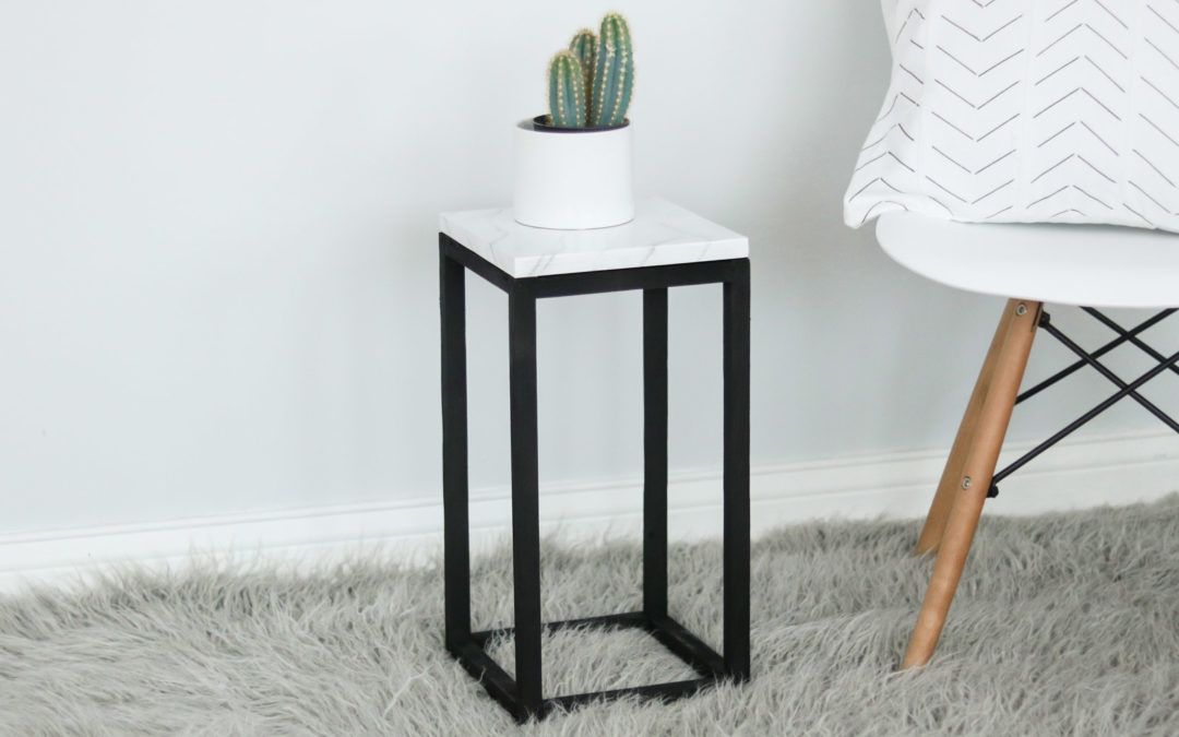 Diy Plant Stand + Easy Faux Marble Effect! – Lily Ardor Within Marble Plant Stands (View 1 of 15)