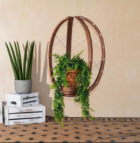 Eggshell Plant Hanger Plant Stand Wood Plant Hanger Indoor – Etsy Throughout Eggshell Plant Stands (View 6 of 15)