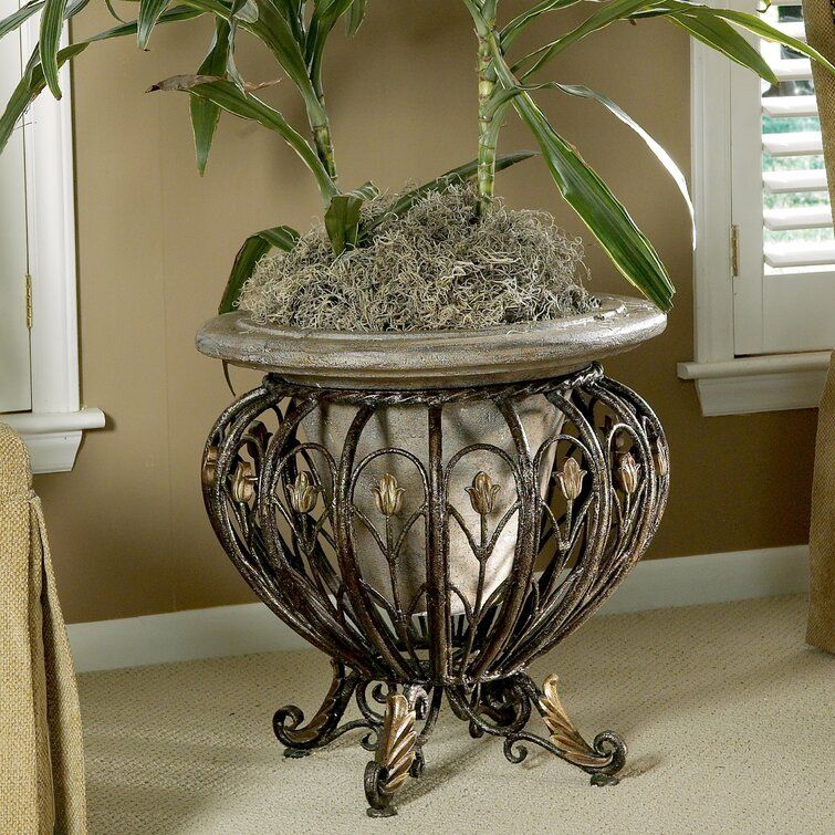 Fleur De Lis Living Giltner Round Pedestal Stone Plant Stand & Reviews |  Wayfair Intended For Stone Plant Stands (View 11 of 15)
