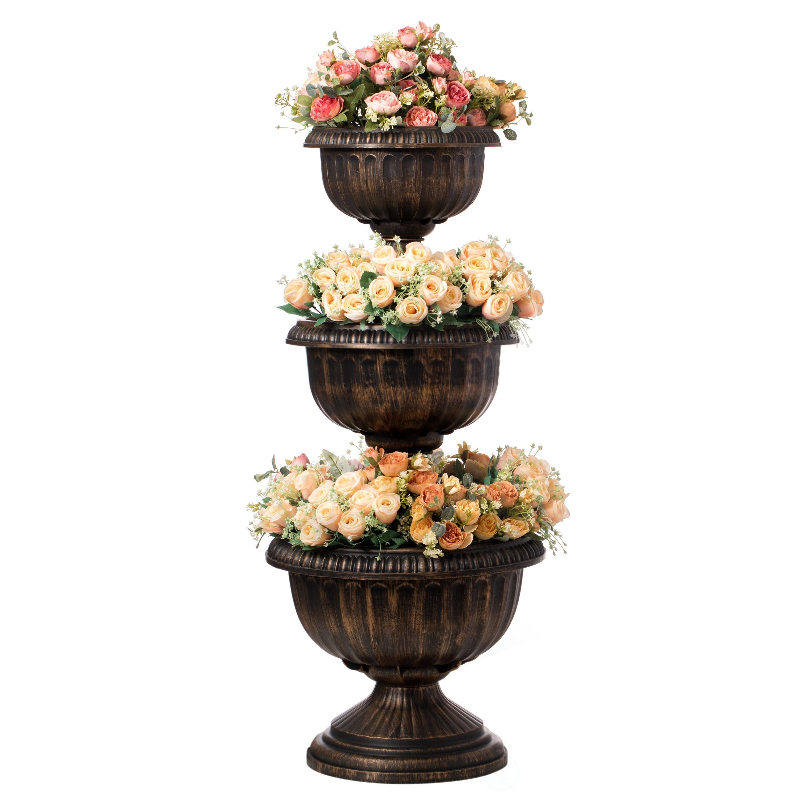 Garden Triple Stacked Flower Bowl Urn Tier Planter Decoration – Overstock –  35489061 For Plant Stands With Flower Bowl (View 2 of 15)