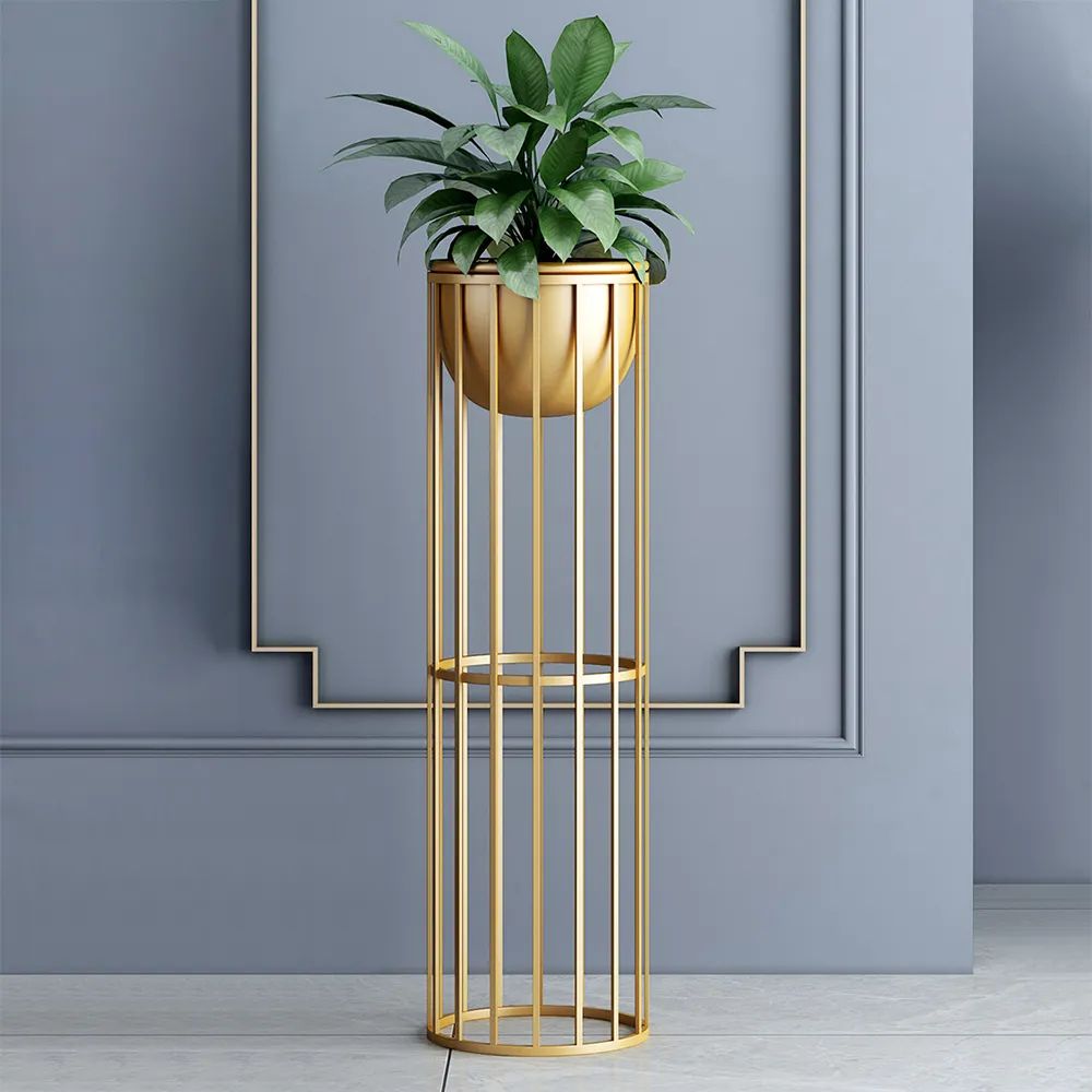 Gold Plant Pot Modern Planter With Gold Stand For Indoor Metal Homary Pertaining To Gold Plant Stands (View 12 of 15)
