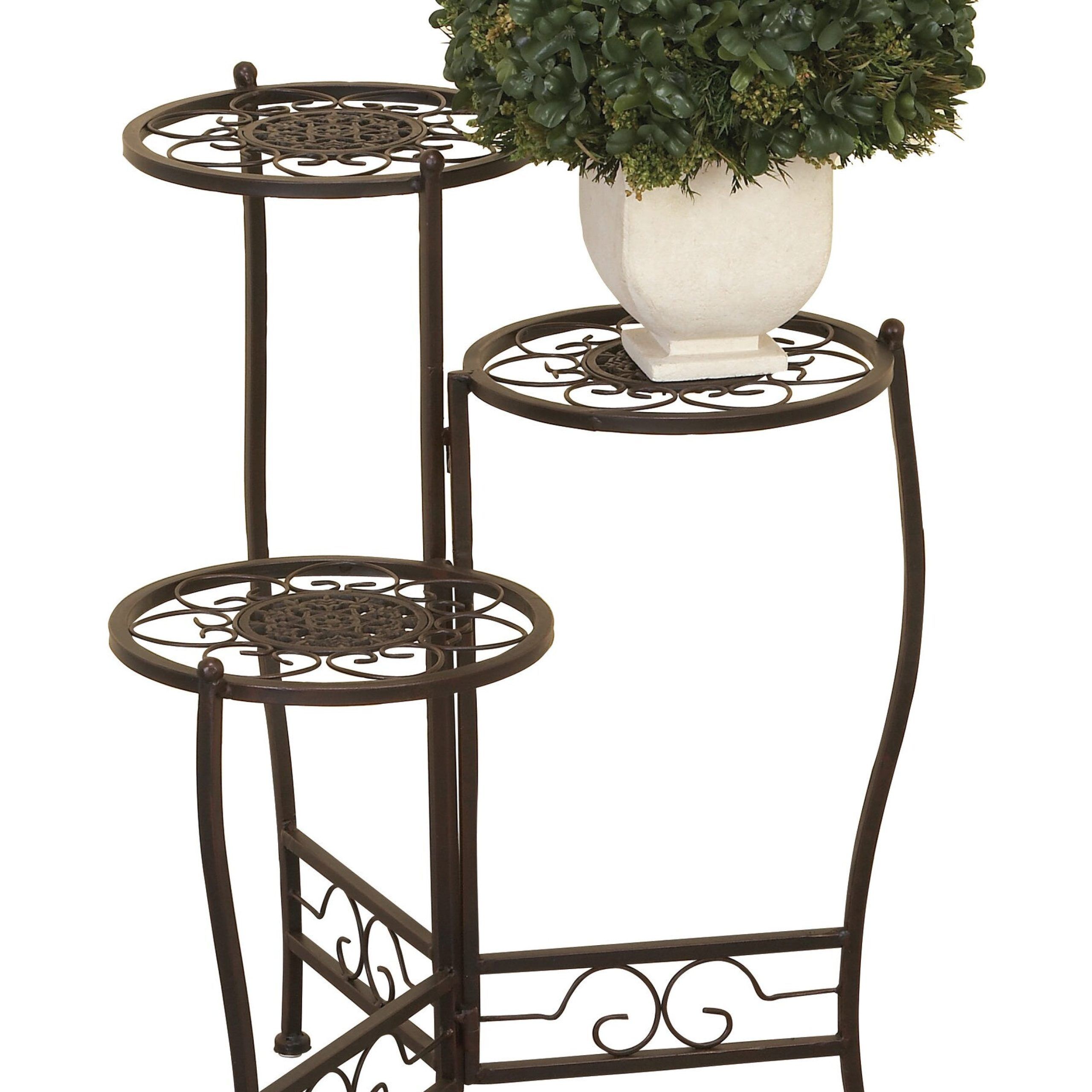 Grayson Lane 18 In H X 18 In W Brown Indoor/outdoor Round Wrought Iron Plant  Stand In The Plant Stands Department At Lowes In Brown Metal Plant Stands (View 4 of 15)