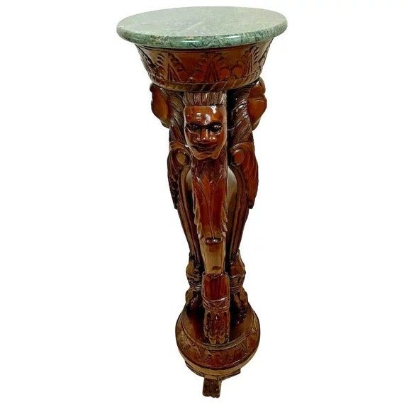 Hand Carved Tall Plant Stand Torchere Hawaiian Chief Wood – Etsy Italia Intended For Carved Plant Stands (View 2 of 15)