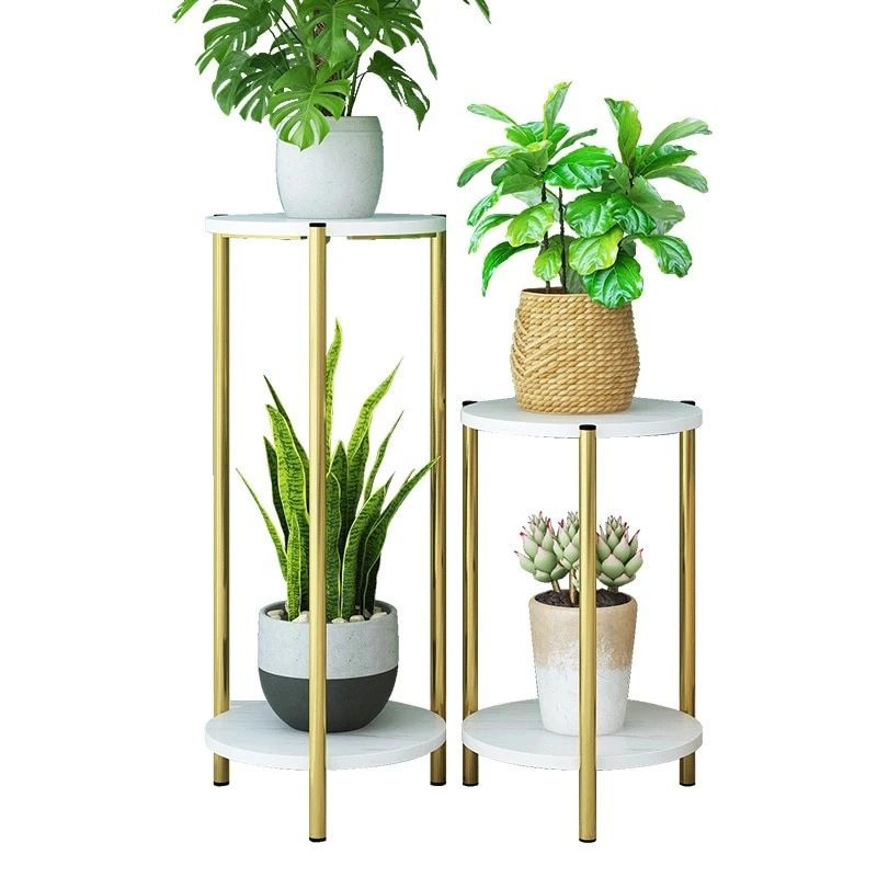 Indoor Outdoor Gold Metal Plant Stand With Wood Base Iron Floor Flower Pot  Stand Indoor Plant Holder For Home Garden Patio Decor – Plant Shelves –  Aliexpress Regarding Iron Base Plant Stands (View 13 of 15)