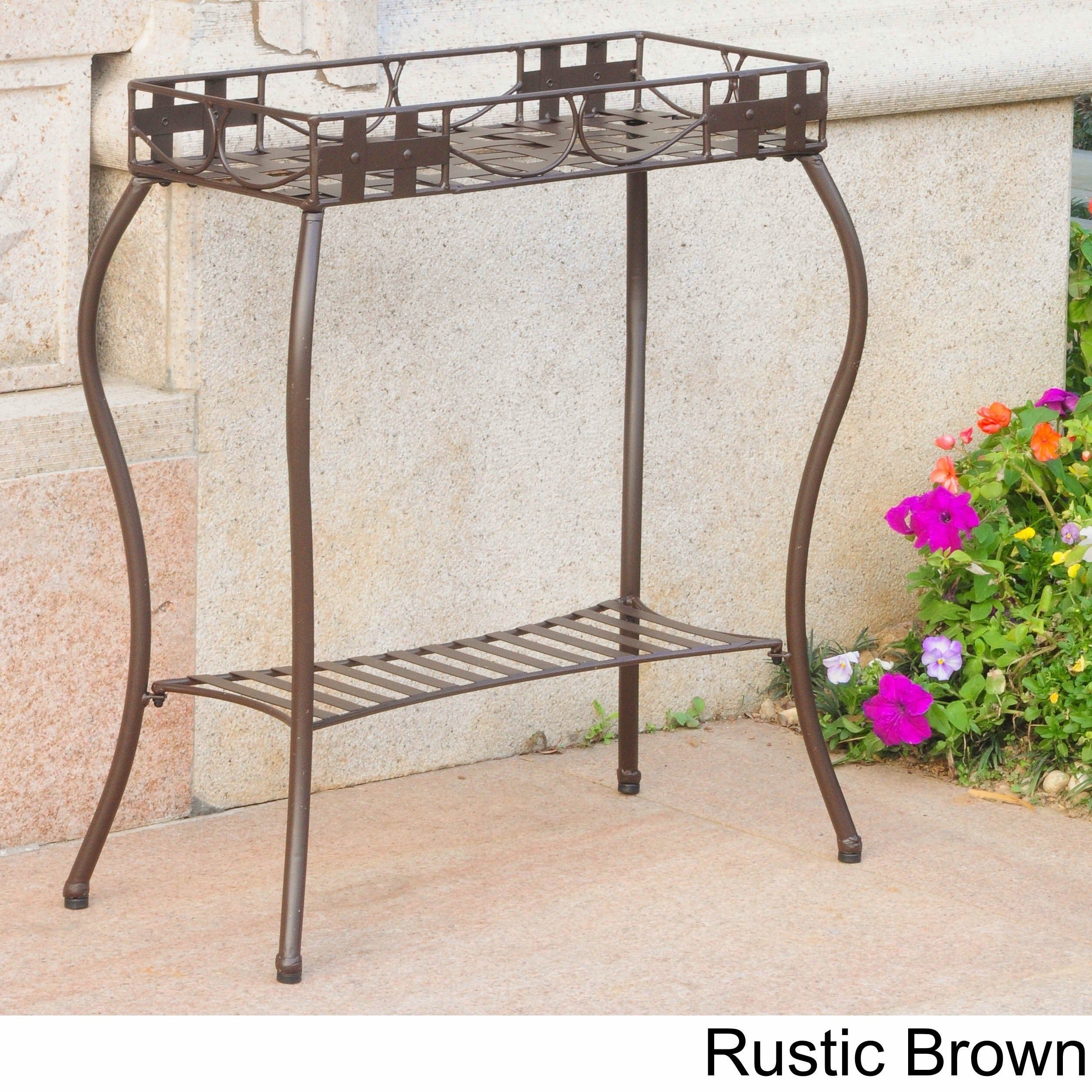 International Caravan Sante Fe Rectangular Plant Stand – On Sale –  Overstock – 5080230 In Brown Metal Plant Stands (View 9 of 15)