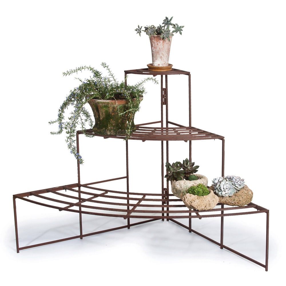 Iron Plant Stand  1/4 Round – Campo De' Fiori – Naturally Mossed Terra  Cotta Planters, Carved Stone, Forged Iron, Cast Bronze, Distinctive  Lighting, Zinc And More For Your Home And Garden (View 11 of 15)