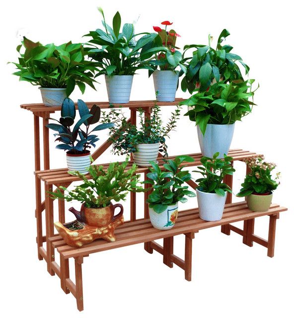 Large 3 Tier Step Plant Stand – Transitional – Planter Hardware And  Accessories  Leisure Season Ltd (View 10 of 15)