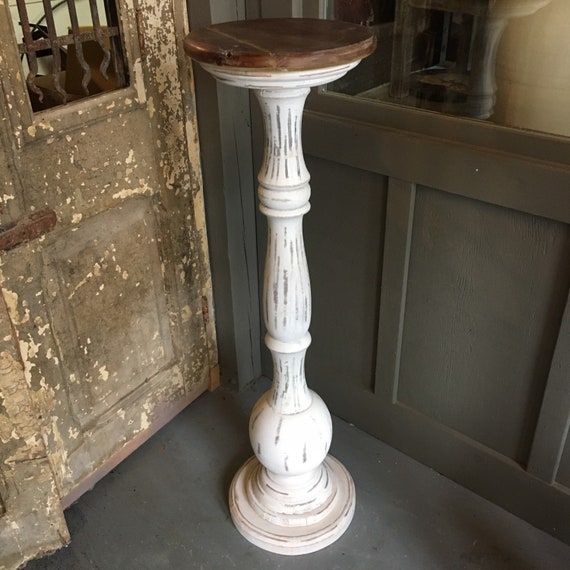 Large 43 Wooden Plant Stand Column Holder Candle French – Etsy Hong Kong Inside Marble Plant Stands (View 12 of 15)