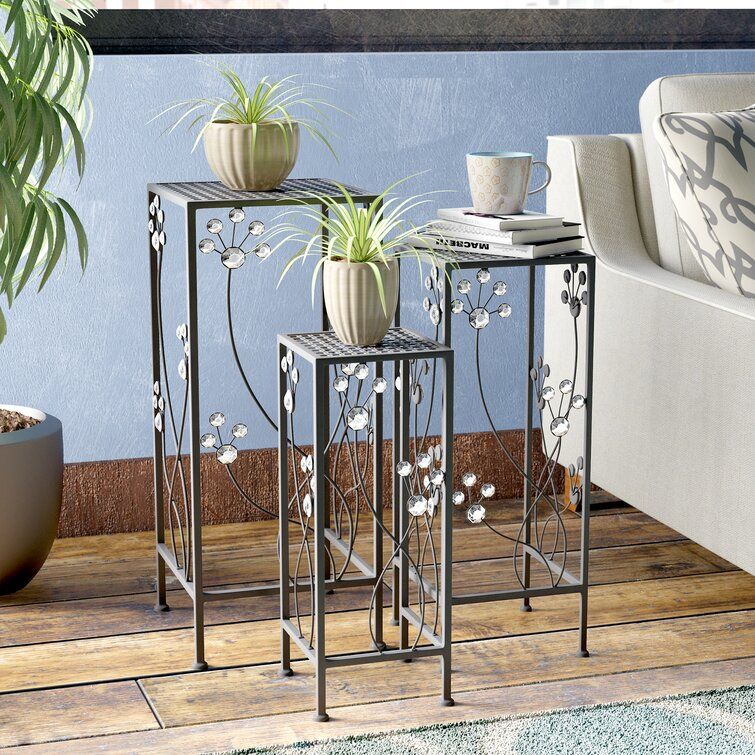 Latitude Run® Chaim Square Plant Stand & Reviews | Wayfair For Set Of 3 Plant Stands (View 3 of 15)