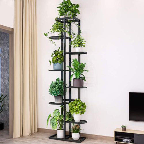 Metal 8 Tier Tall Plant Stand Multiple Flower Pot Holder Shelves Planter  Shelf D | Ebay In Tall Plant Stands (View 11 of 15)