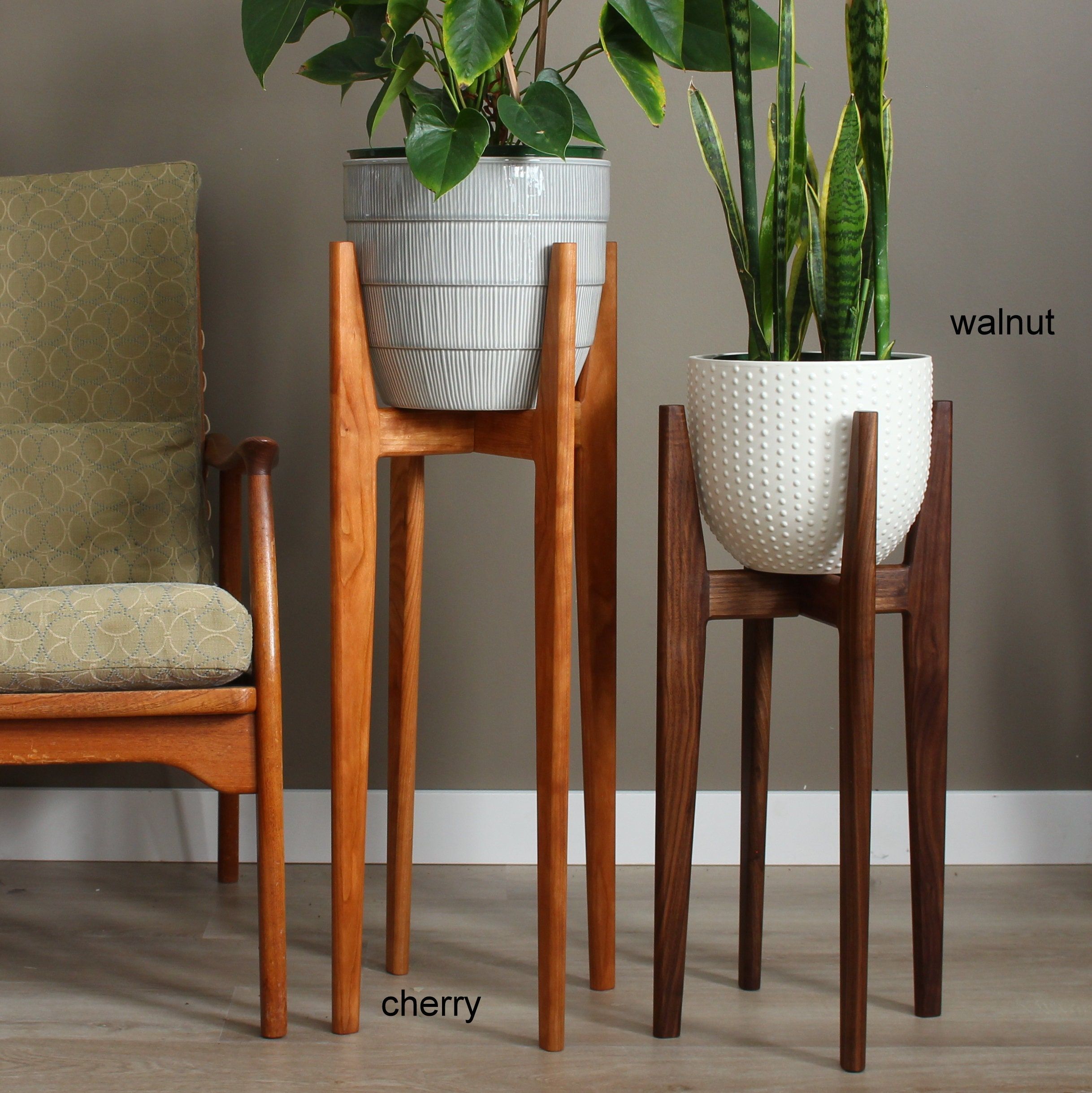 Mid Century Modern Plant Stand Our Original Design Indoor – Etsy For Brown Plant Stands (View 4 of 15)