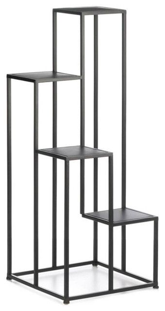 Modern 4 Tier Plant Stand – Industrial – Plant Stands And Telephone Tables   Virventures | Houzz For Four Tier Metal Plant Stands (View 15 of 15)