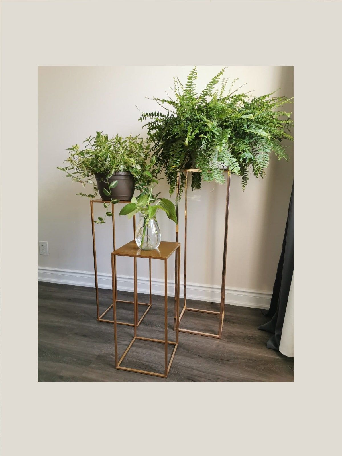 Modern Plant Stand Rectangle Stand Metal Gold Geometric – Etsy Italia For Gold Plant Stands (View 1 of 15)