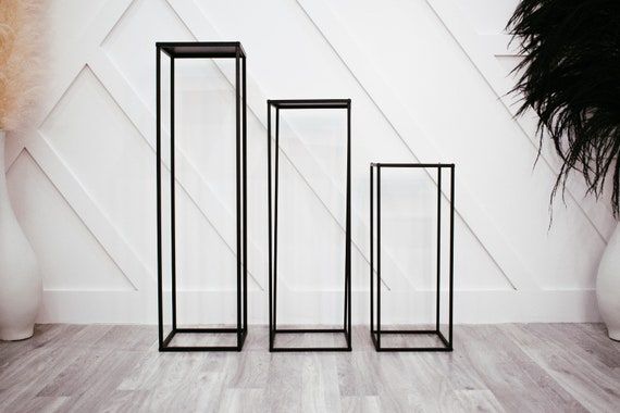 New Matte Black Plant Stand/rectangle Stand Metal/vase/metal – Etsy Pertaining To Black Plant Stands (View 1 of 15)