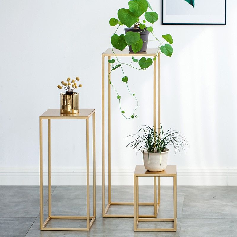 Nordic Gold Metal Plant Stand Indoor White Flower Metal Stand Outdoor Metal  Shelf Home Balcony Decorations Metal Garden Decors – Plant Shelves –  Aliexpress Pertaining To Gold Plant Stands (View 14 of 15)
