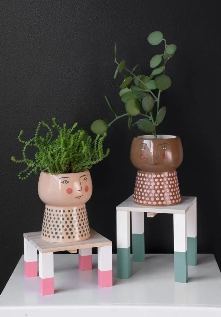 Painted Mini Plant Stands: Diy Scrapwood Dipped Leg Plant Stands! Inside Painted Wood Plant Stands (View 5 of 15)