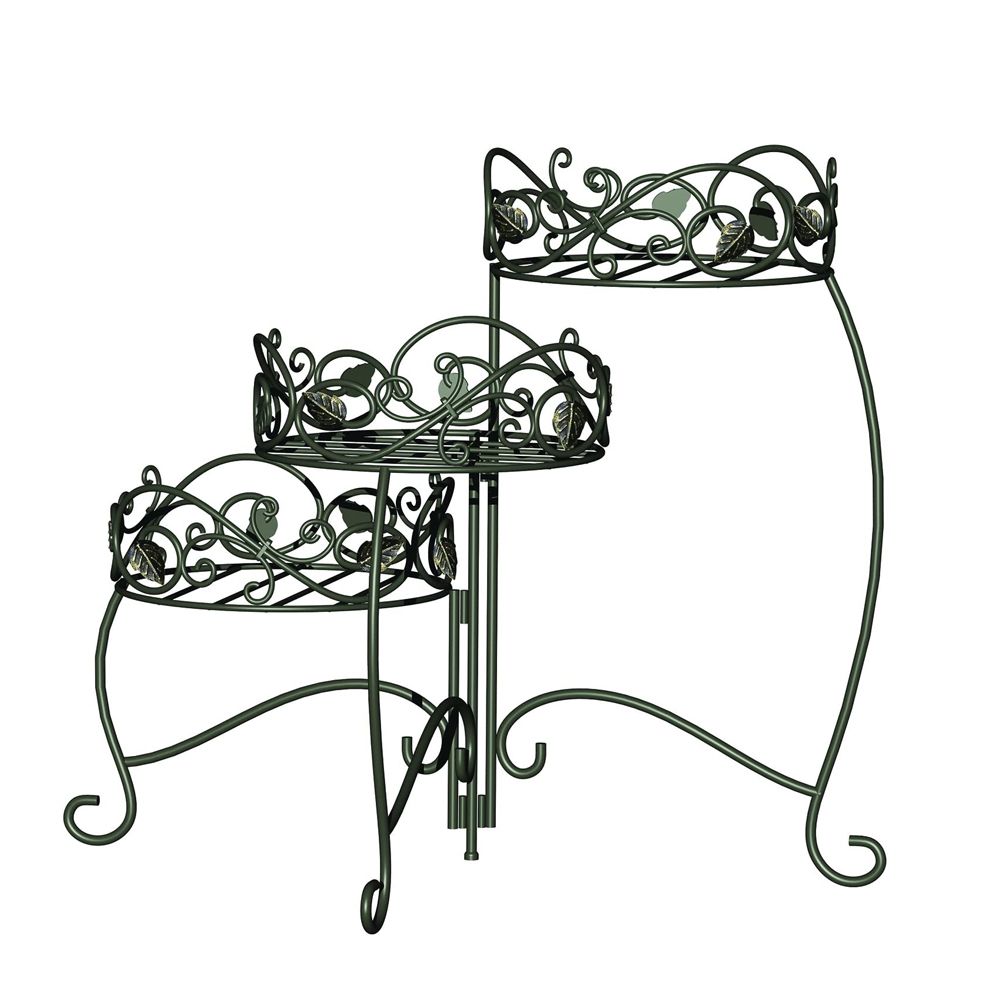 Panacea Scroll & Ivy 3 Tier Folding Plant Stand – Alsip Home & Nursery For Ivory Plant Stands (View 15 of 15)