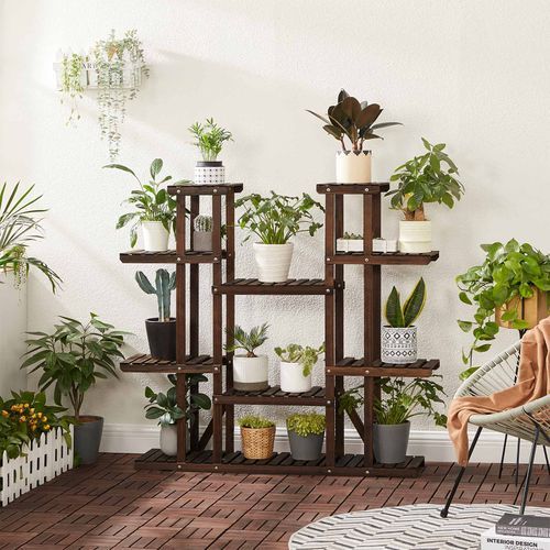Plant Stand Rustic Dark Brown | Songmics Inside Brown Plant Stands (View 2 of 15)
